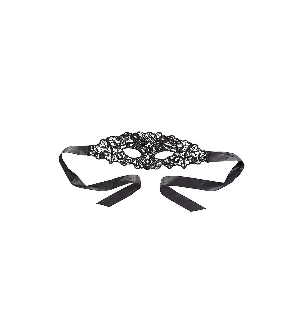 Seven til Midnight Womens Lace Eye Mask with Satin Ribbon Ties 40132 OS Black