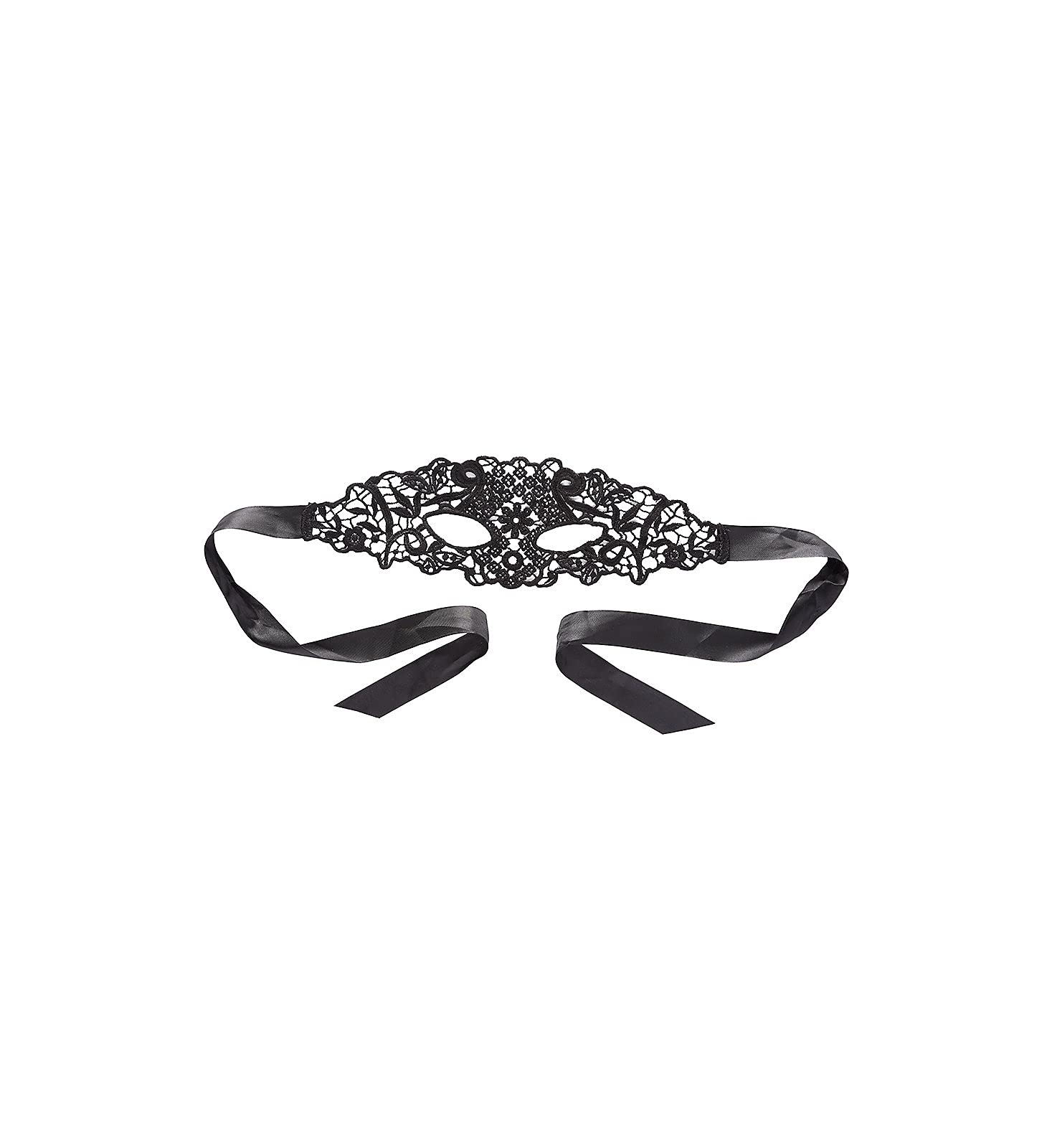 Seven til Midnight Womens Lace Eye Mask with Satin Ribbon Ties 40132 OS Black