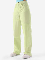 The Souled Store Solids: Periwinkle (Straight Fit) Women Pants Green Pants Trousers Jeans Chinos Joggers Cargo Sweatpants Track