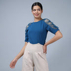 Noble Monk WomenS Solid Stretchable Top | Round Neck Half Sleeve | Regular Fit Top For Women