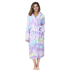 RONGTAI Womens Robes Plush Fleece Print Star Hooded Bathrobe Thick Nightgown with Pockets Fluffy Sleepwear XX-Large