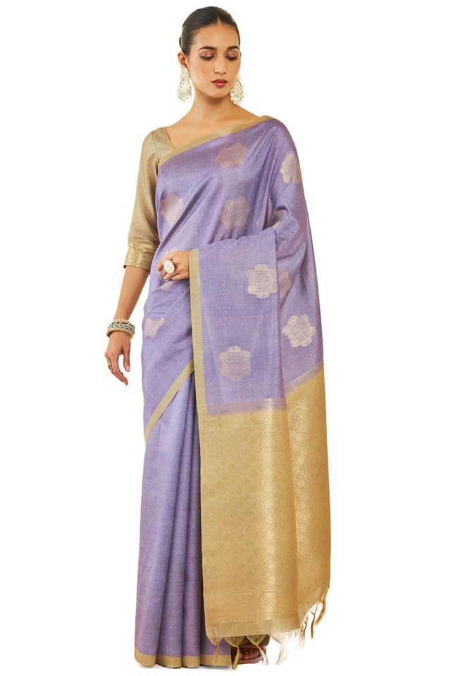 Soch Women Tussar Silk Saree with Geometric Motifs and Pallu