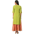 Aurelia Green Foil Hand Work Regular Kurta for Women