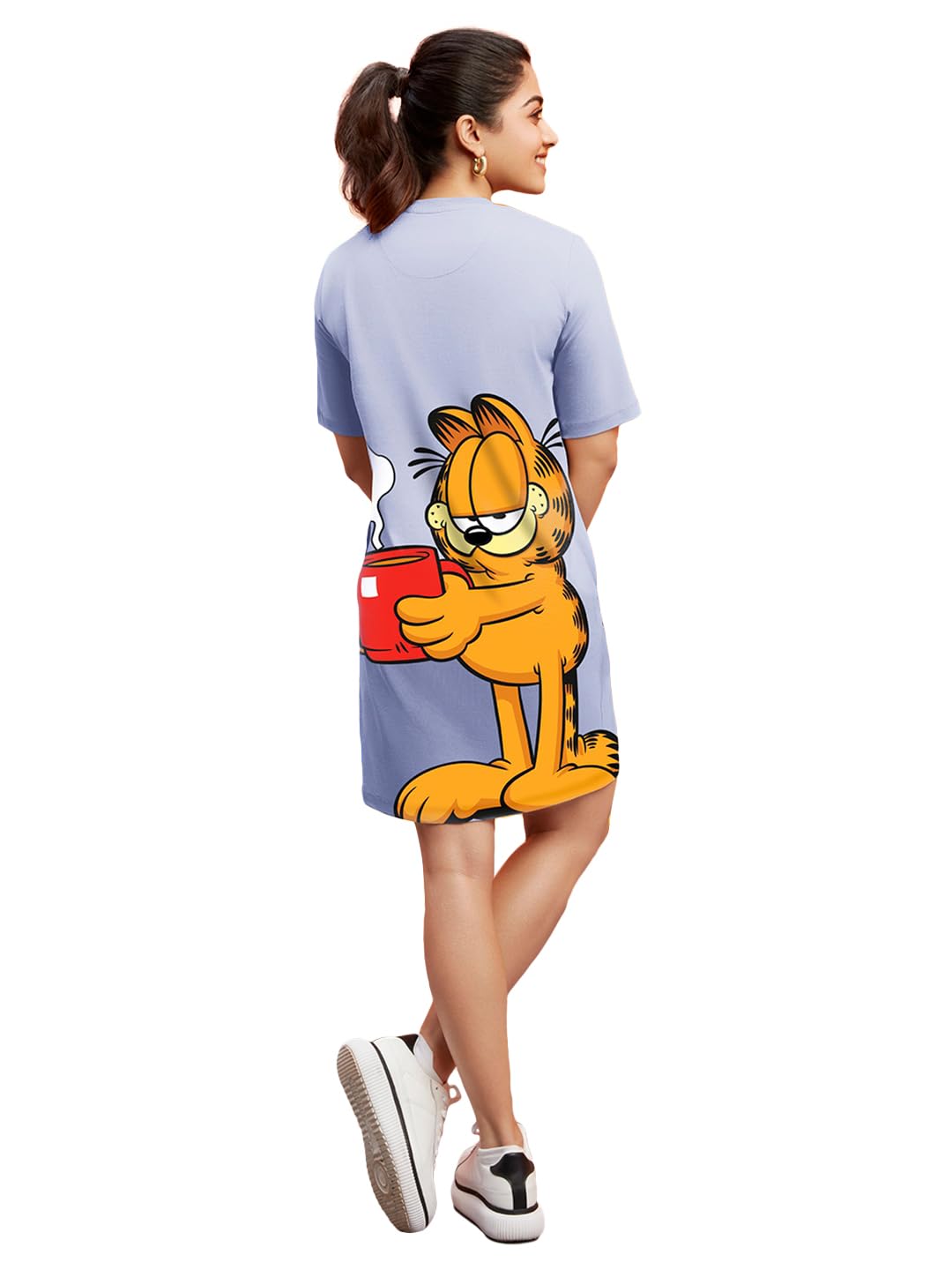 Bewakoof Heavy Duty 1.0 Official Garfield Merchandise WomenS Graphic Printed Oversized Fit Half Sleeve Round Neck Terry T-Shirt