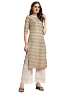 Nainvish Women'S Cotton Blend Straight Round Neck Printed Kurta (Sd415_K-Xxl._Dark Yellow)