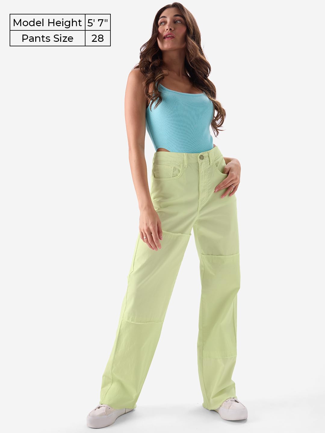 The Souled Store Solids: Periwinkle (Straight Fit) Women Pants Green Pants Trousers Jeans Chinos Joggers Cargo Sweatpants Track