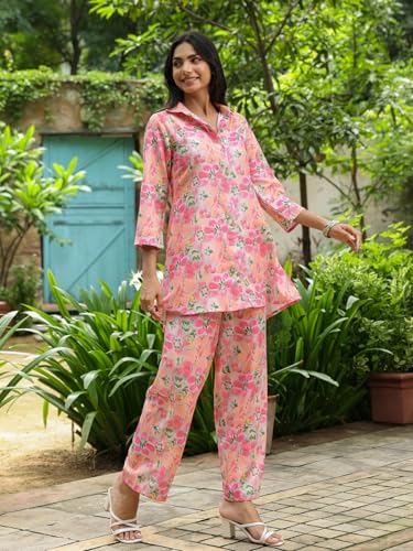 Leriya Fashion Women Ethnic Kurta Set | Rayon Co-Ord Set | Fancy Pajama Set | Pack Of 2 | Floral Printed Top & Pant Set | Full P