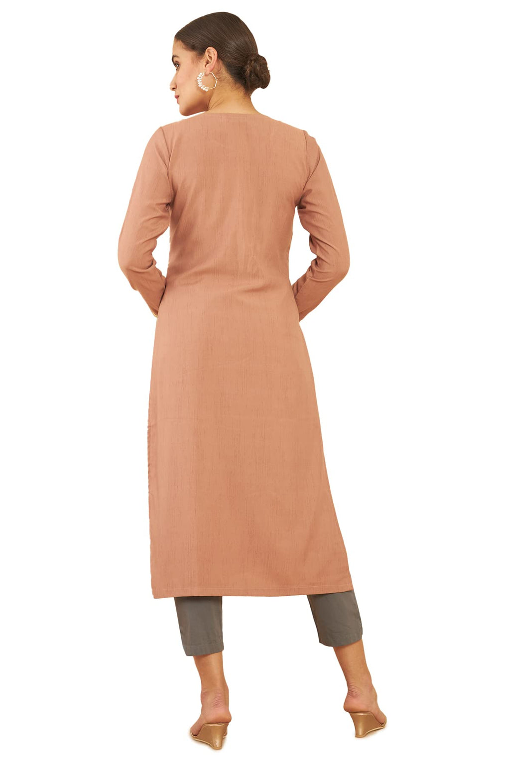 Soch Women Pink Crepe Solid Kurta