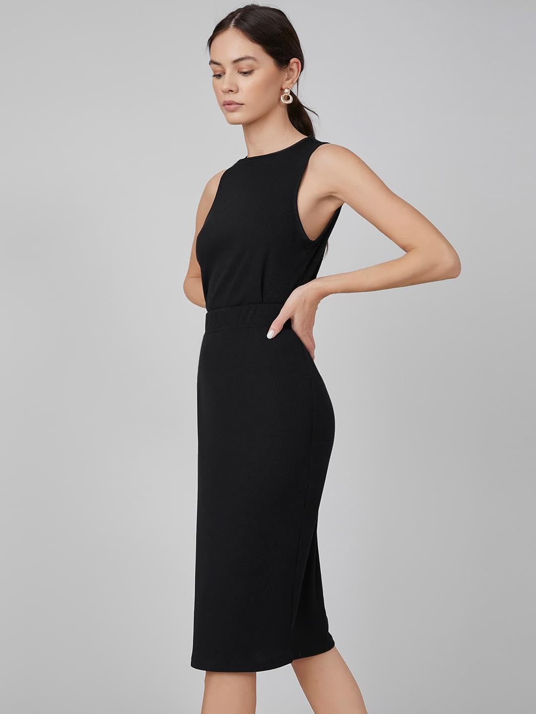 Kotty WomenS Solid Bodycon Black Dress