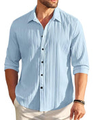 Macsivo MenS Line Shirt With Spread Collared Neck Full Sleeve Button Closure Curved Hem Length Regular Fit | Popcorn Shirt For 