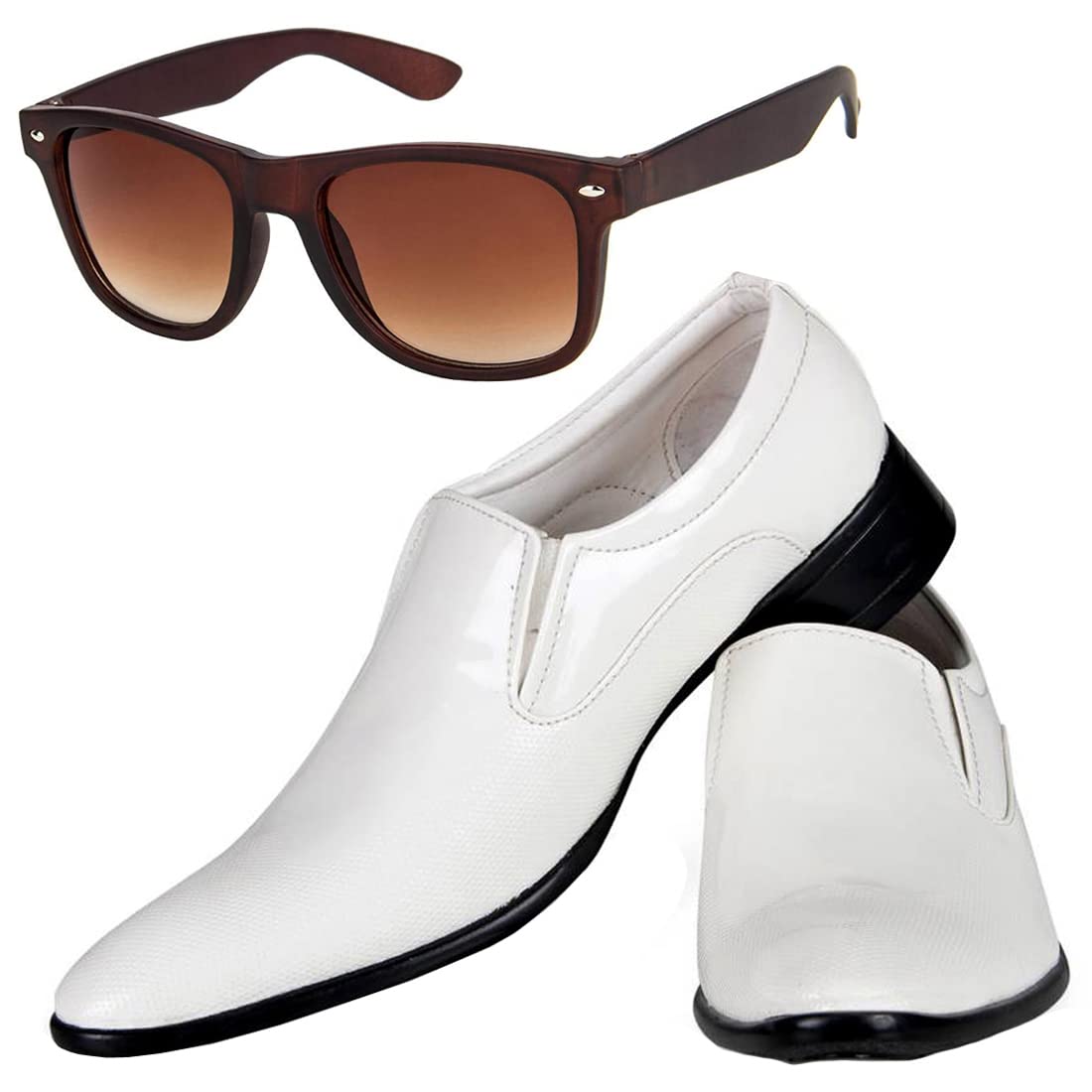 Vitoria Tranding Mens Synthetic Leather Formal Shoes with Free Brown Wyfer Unisex Sunglasses/Office Shoes/Suit Shoes/Dress Shoe 7