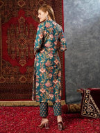 ANNI DESIGNER Womens Cotton Blend Straight Printed Kurta with Pant (Paresh Rama_S_Green_Small)