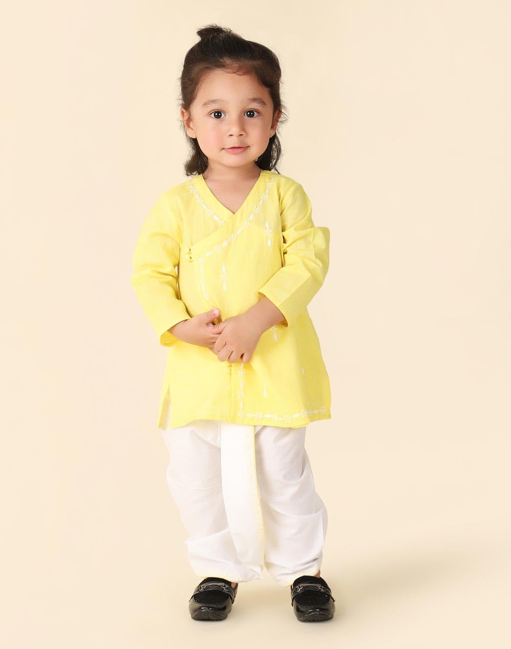 Fabindia Baby Boys Cotton Embroidered Regular Dhoti Set (2117921LIGHTYELLOW_Light Yellow