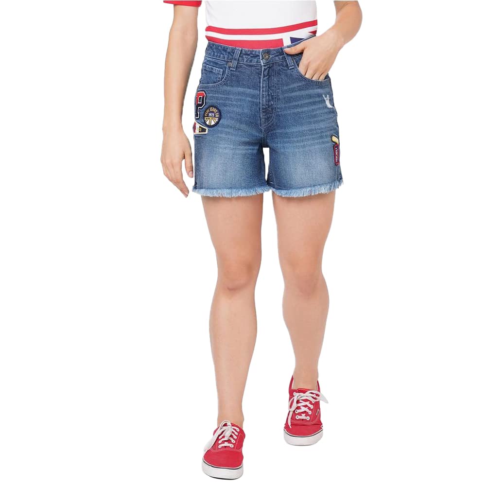 Pepe Jeans LadieS Board Shorts (Pl204388J67_Med Light Indigo_30)
