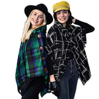 HOUNDSTOOTH PONCHO - BLACK/WHITE