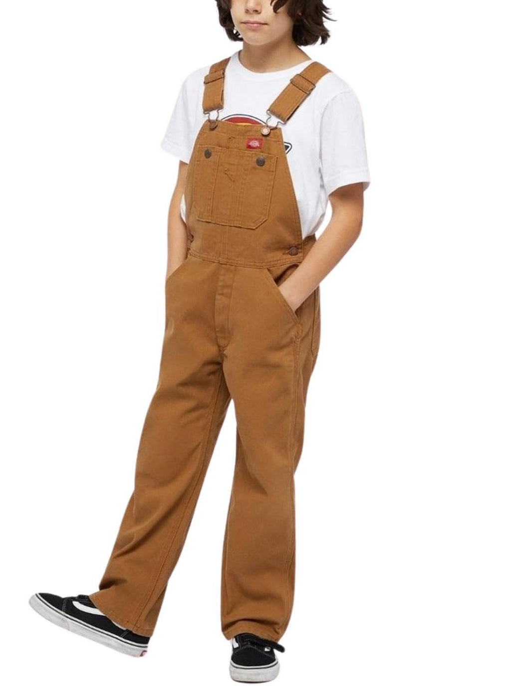 Dickies Big Boys' Duck Bib Overall, Brown Duck, Large (14/16)