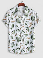 Leriya Fashion Shirt for Men | Tropical Leaf Printed Rayon Shirts for Men | Preppy Short Sleeves | Spread Collared Neck | Perfec