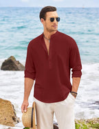 Finivo Fashion MenS Solid Cotton Blend Short Kurta With Mandarin Collar | Casual Ethnic Full Sleeve Kurta For Daily, Festive, An