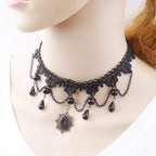 Dumcondy Halloween Elegant Sexy Women Girl Retro Gothic Punk Style Necklace Black Lace Neck Chain Collar Statement Choker Victor