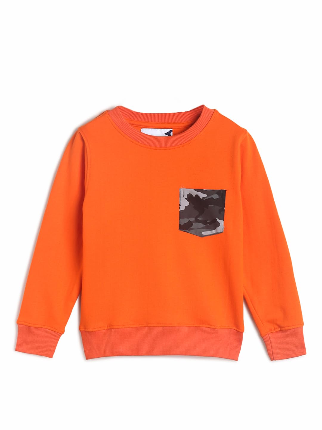 Tales & Stories Orange Cotton Blend Solid Sweatshirt Winterwear for Boys 13-14