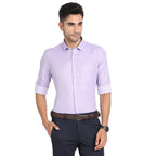 Turtle Men 100% Cotton Dobby Print Slim Fit Purple Formal Shirt