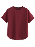 Juneberry Pure 100% Cotton Oversized Loose Baggy Fit Round Neck With Drop Shoulder Black & Cork & Maroon Half Sleeves Boyfriend