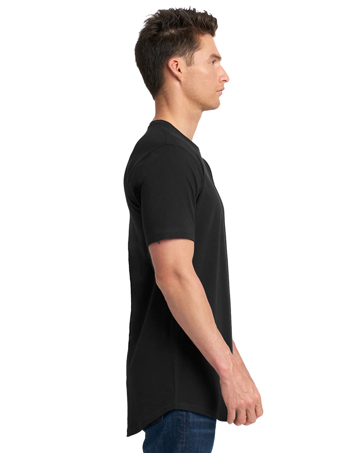 Mens cotton Long Body crew - BLAcK - S(D0102H7NE46)