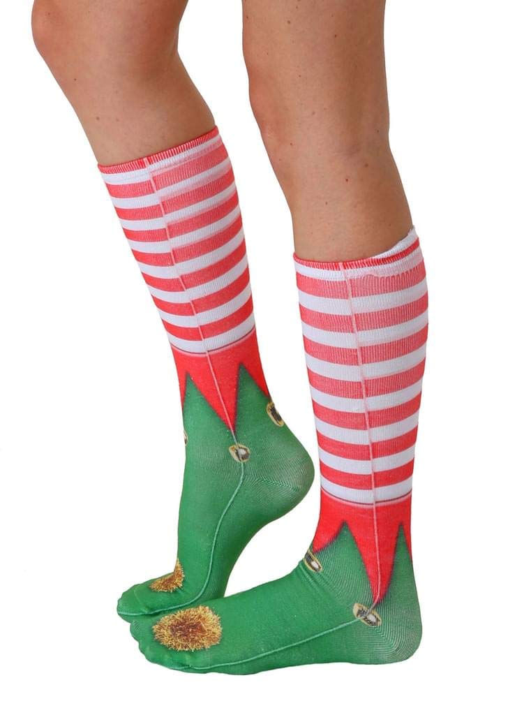 Living Royal Knee High Socks, 3D Print, Colorful & Durable, One Size Fits Most, Made in USA, Elf Shoes Design