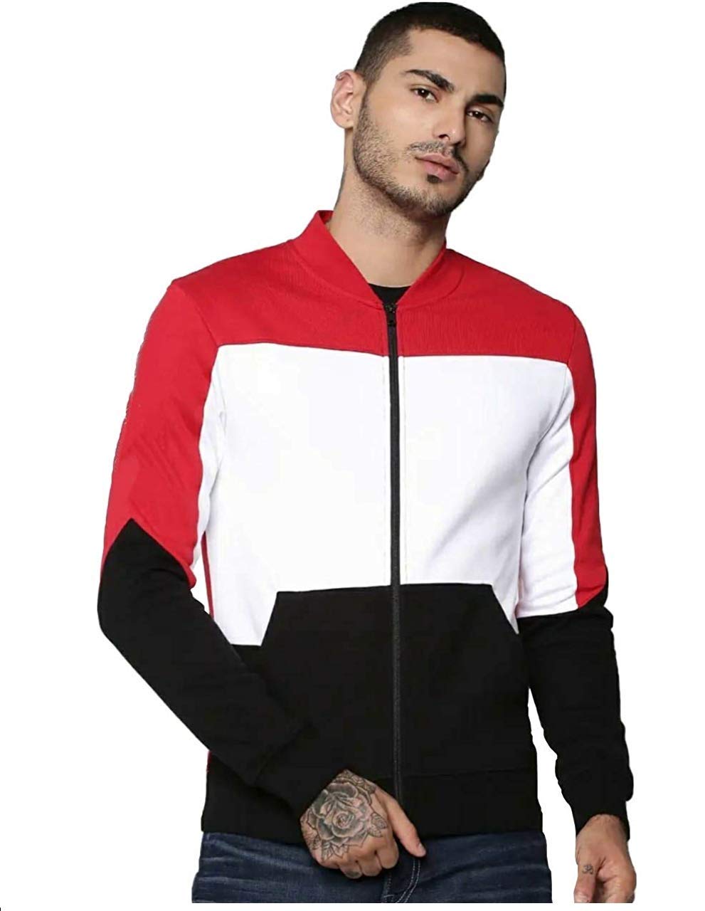 Veirdo Cotton Blend Men's Mid Thigh Jacket for Casual Wear
