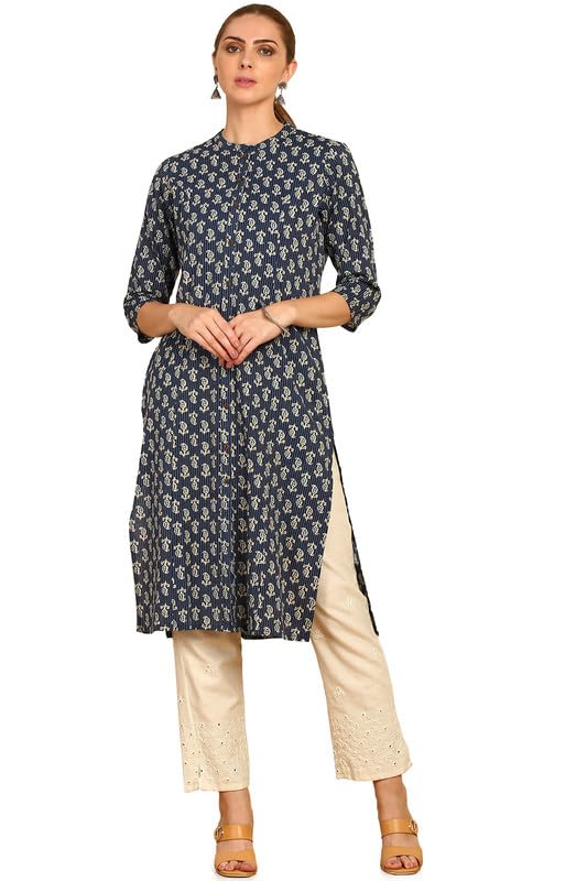 Soch Women Ethnic Motifs Printed Cotton Kurta with Mandarin Collar