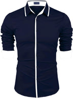 Zombom MenS Solid Cotton Blend Regular Fit Full Sleeves Casual Shirt With Spread Collar Shirt For Men