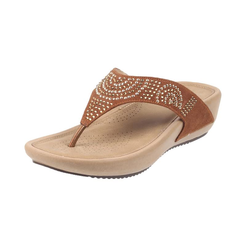 Mochi Womens Synthetic Tan Slippers (Size (5 UK (38 EU)) 5-38