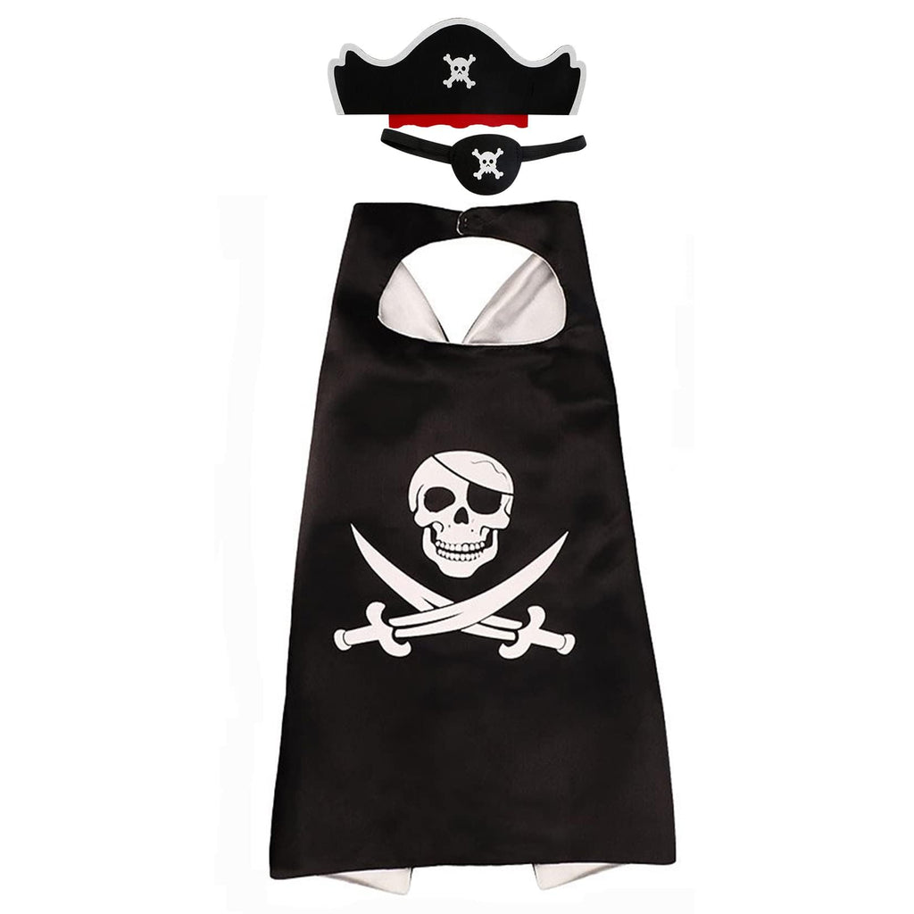 RioRand Cartoon Pirate Dress Up Satin Capes Cosplay Birthday Party Kids Costume (1-pack) (Black)