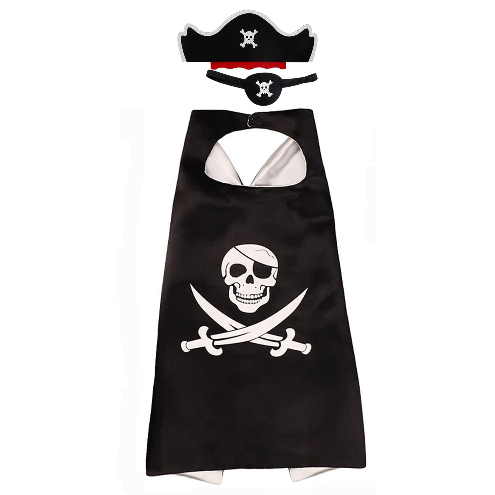 RioRand Cartoon Pirate Dress Up Satin Capes Cosplay Birthday Party Kids Costume (1-pack) (Black)