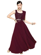 Libas Womens Poly Georgette Readymade Lehenga Set (20227O_Purple_L)