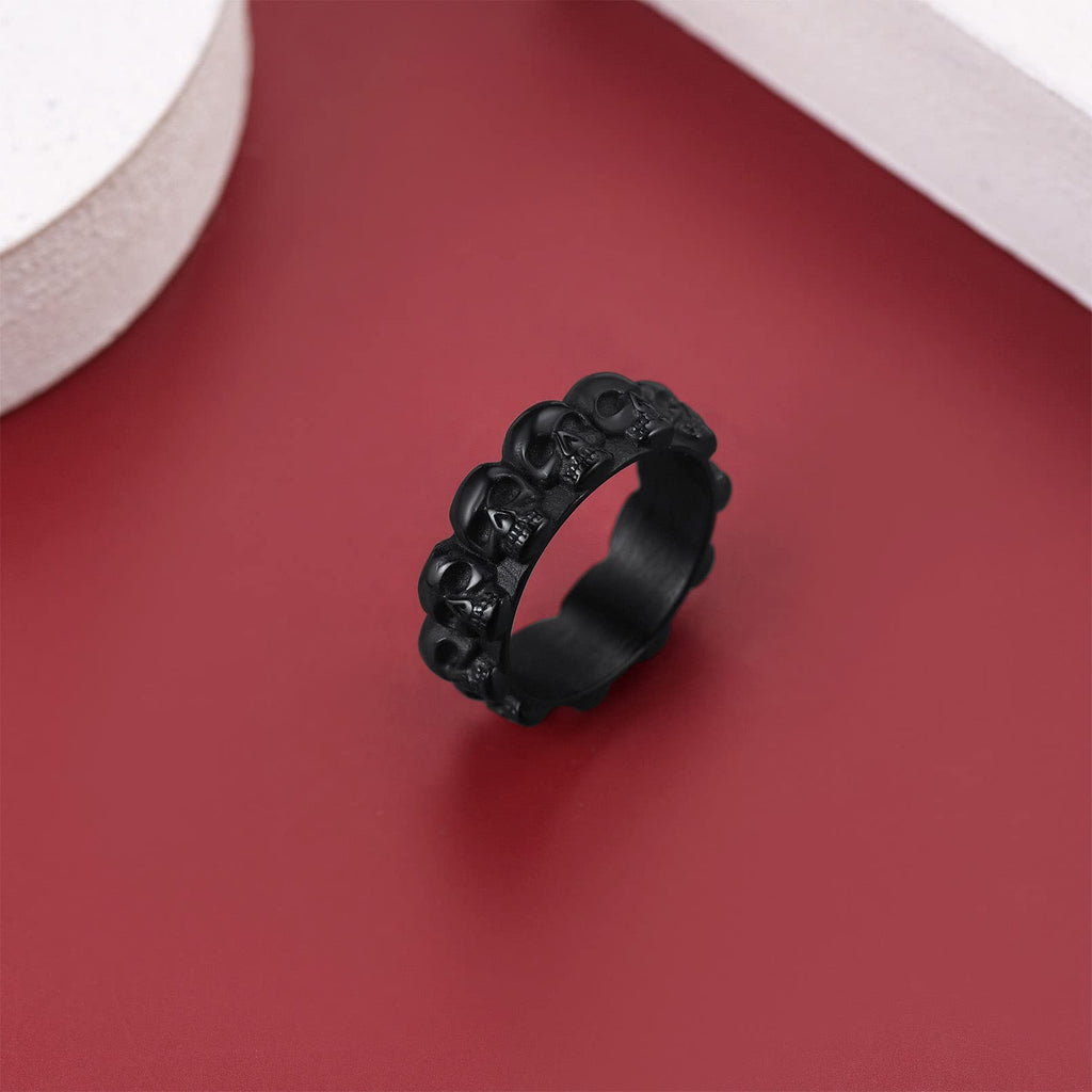 Retro Skull Rings Mens Pinky Rings Black Stainless Steel Biker Ring Great Halloween Party Dressing