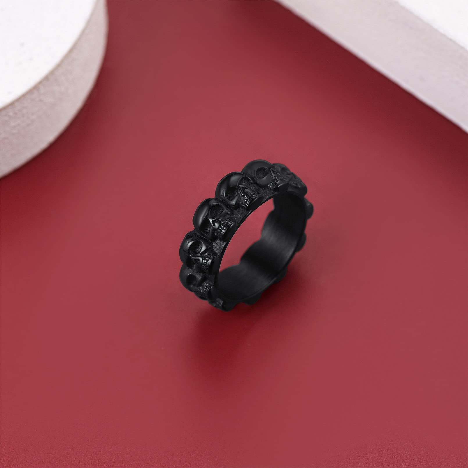 Retro Skull Rings Mens Pinky Rings Black Stainless Steel Biker Ring Great Halloween Party Dressing