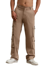 Hubberholme Men Taupe Cotton Loose Fit Mid-Rise Casual Trousers