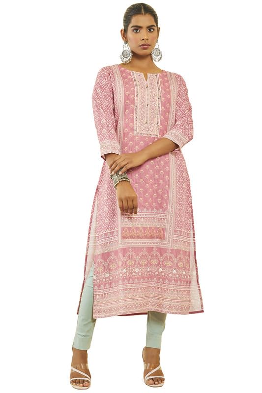 Soch Women Muslin Botanical Print Kurta with Beadwork Details