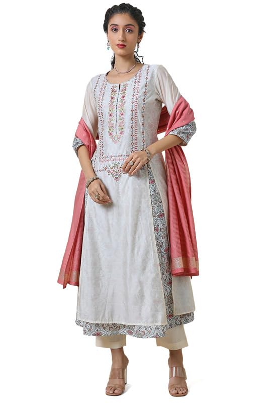 Soch Women Chanderi Embroidered Layered Suit Set