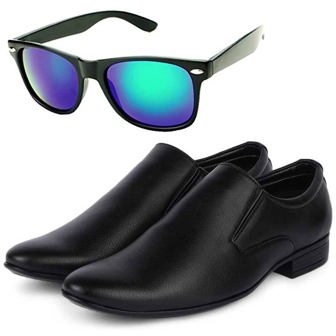 Vitoria Fashnable Mens Synthetic Leather Formal Shoes with Free Unisex Green Wyfer Sunglasses/Office Shoes/Suit Shoes/Dress Sho 7