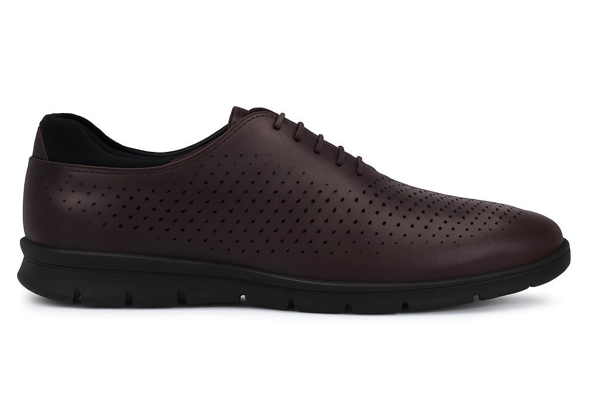 Legwork Voyager Laser Mocha Italian Leather Oxford Shoes for Men (Numeric_6) Black 6
