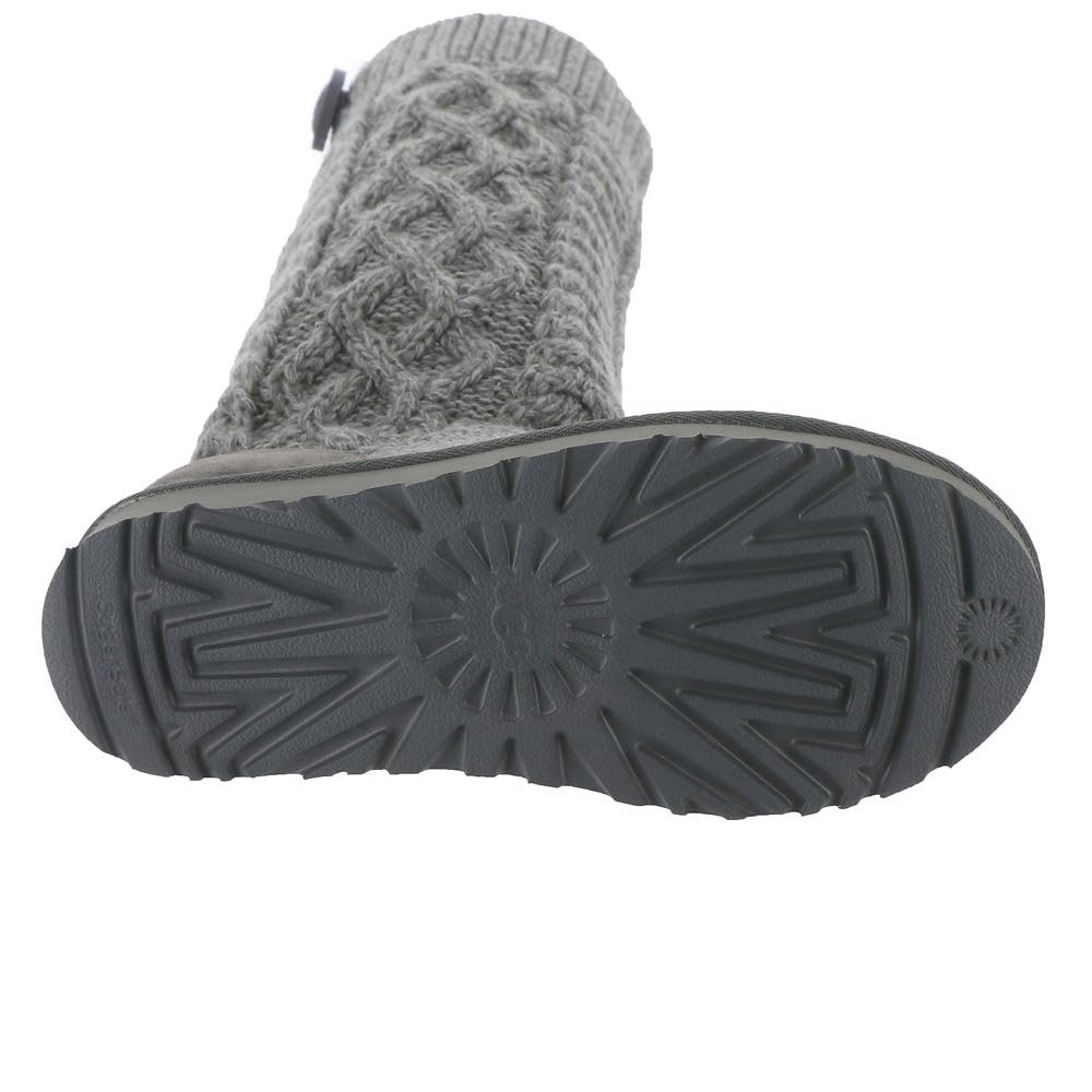 UGG Women's Classic Cardi Cabled Knit Boot, Grey, 8