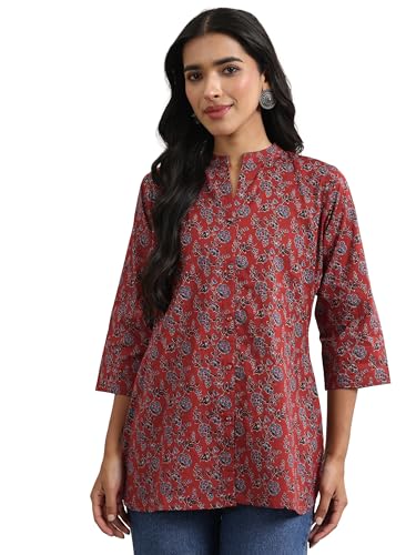 Libas WomenS Cotton Floral Regular Kurta Set (29405O_Maroon