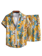 Leriya Fashion Unisex Night Dress || Rayon Palm Tree & Leaf Printed Night Suit Set || Summer Wear Short Pajama Set || Pajama Sho