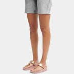 FitFlop Women's Halo Bead-Circle Metallic Toe-Post Sandals Wedge, Rose Gold, 7