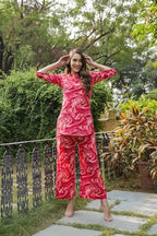 ANNI DESIGNER Womens Rayon Blend Straight Printed Co-Ord Set (Bhata Pink_XL_Pink_X-Large)