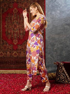 ANNI DESIGNER Womens Cotton Blend Straight Printed Kurta with Pant (Samlok Begani_XL_Begani_X-Large)