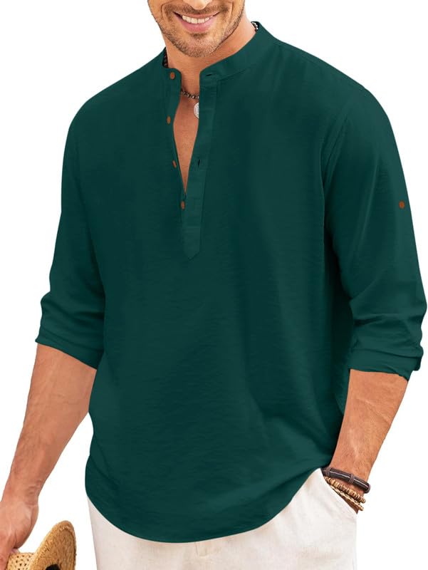 Finivo Fashion MenS Solid Cotton Blend Short Kurta With Mandarin Collar | Casual Ethnic Full Sleeve Kurta For Daily, Festive, An