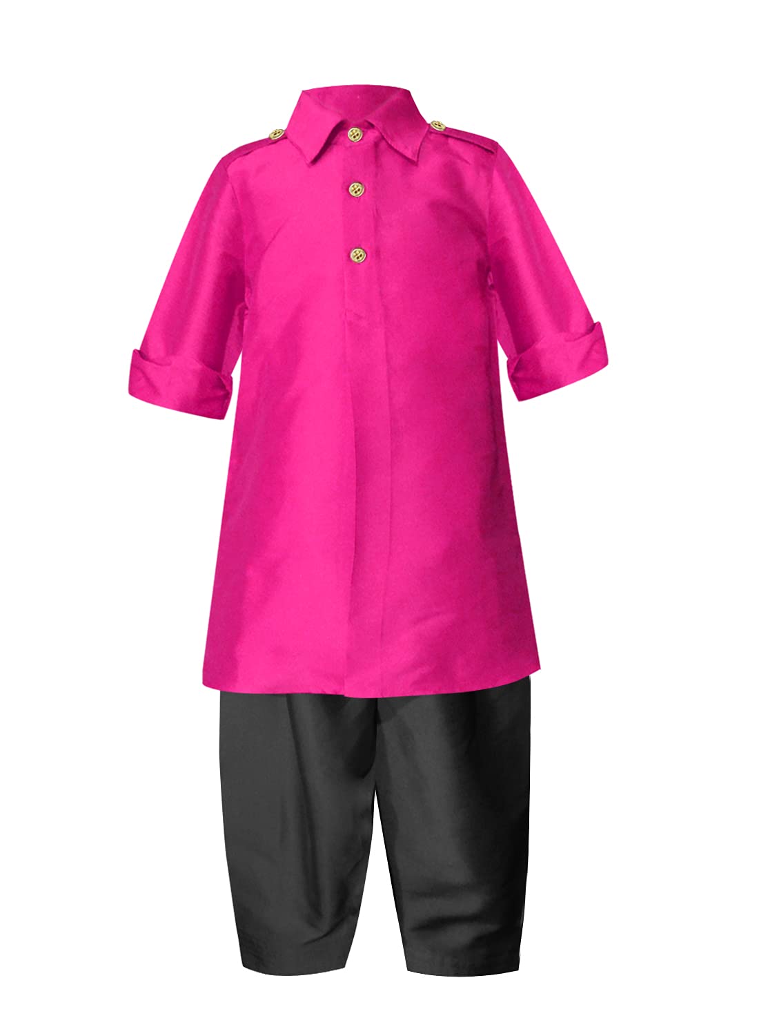 A.T.U.N. (All Things Uber Nice) Boy'S Regular Pathani Suit (Bkls Pts_Fuchsia-Black 6-12 Months)